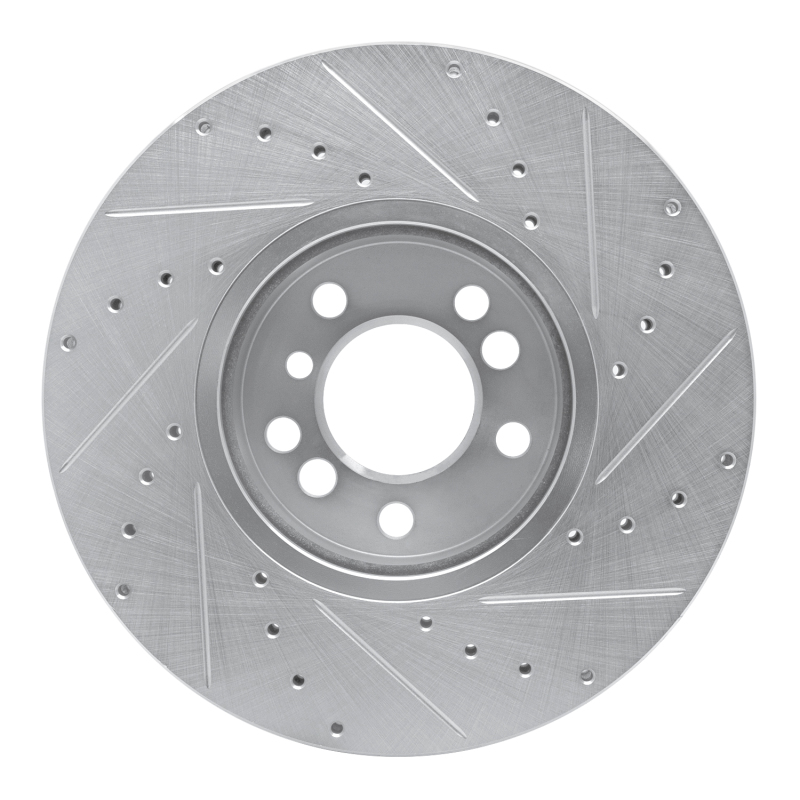 BMW X5 Brake Rotor (1) - Front Left - R1 Concepts - Drilled & Slotted - Silver - `00-`06